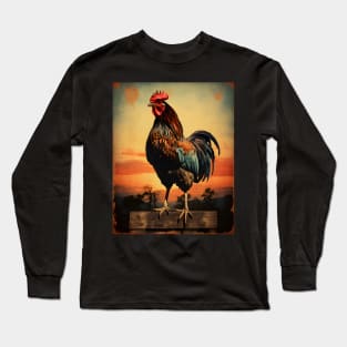 Beautiful Vintage Rooster Art | Classic Country Charm and Timeless Elegance Long Sleeve T-Shirt